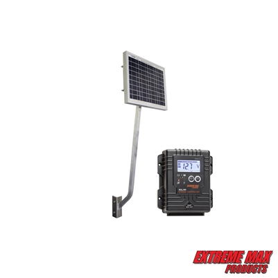 Extreme Max 3004.0669 12/24 Volt Solar Charging Station w/10W Solar Panel, Panel Arm, Digital Controller, and Wiring for Boats, Trolling Motors, Lifts, RV, Camping