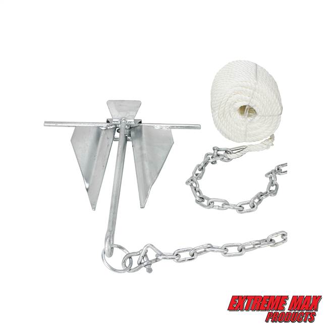 Leopard Galvanized Slip Ring #7 Anchor Kit, Includes Chain & Rope