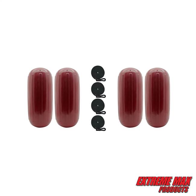 Extreme Max 3006.7739.4 BoatTector HTM Inflatable Fender Value 4-Pack - 8.5" x 20", Cranberry