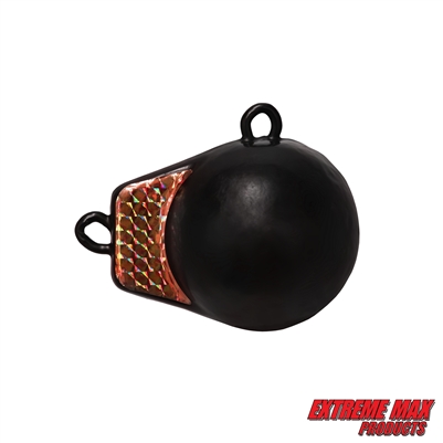 Extreme Max 3006.8177 Coated Ball-with-Fin Downrigger Weight - 4 lbs. with Red Flash