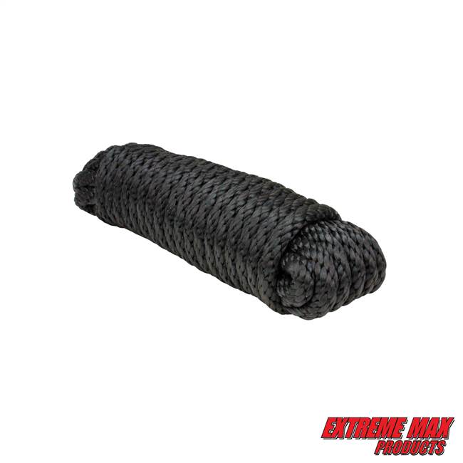 Extreme Max 3008.0028 Solid Braid MFP Utility Rope - 1/2" x 25', Black