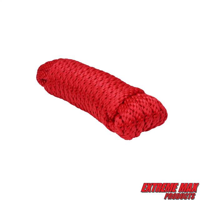 Extreme Max 3008.0097 Solid Braid MFP Utility Rope - 1/4" x 10', Red