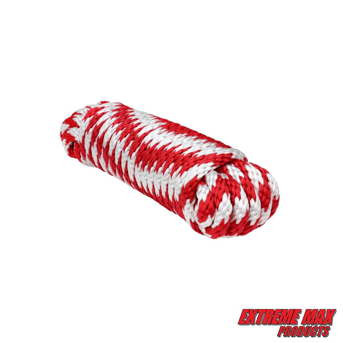Extreme Max 3008.0163 Solid Braid MFP Utility Rope - 3/8 x 50', Red / White