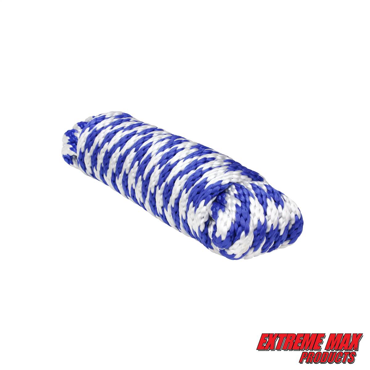Extreme Max 3008.0205 Solid Braid MFP Utility Rope - 3/8 x 10', Blue /  White