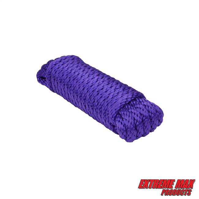 Extreme Max 3008.0244 Solid Braid MFP Utility Rope - 1/4" x 25', Purple