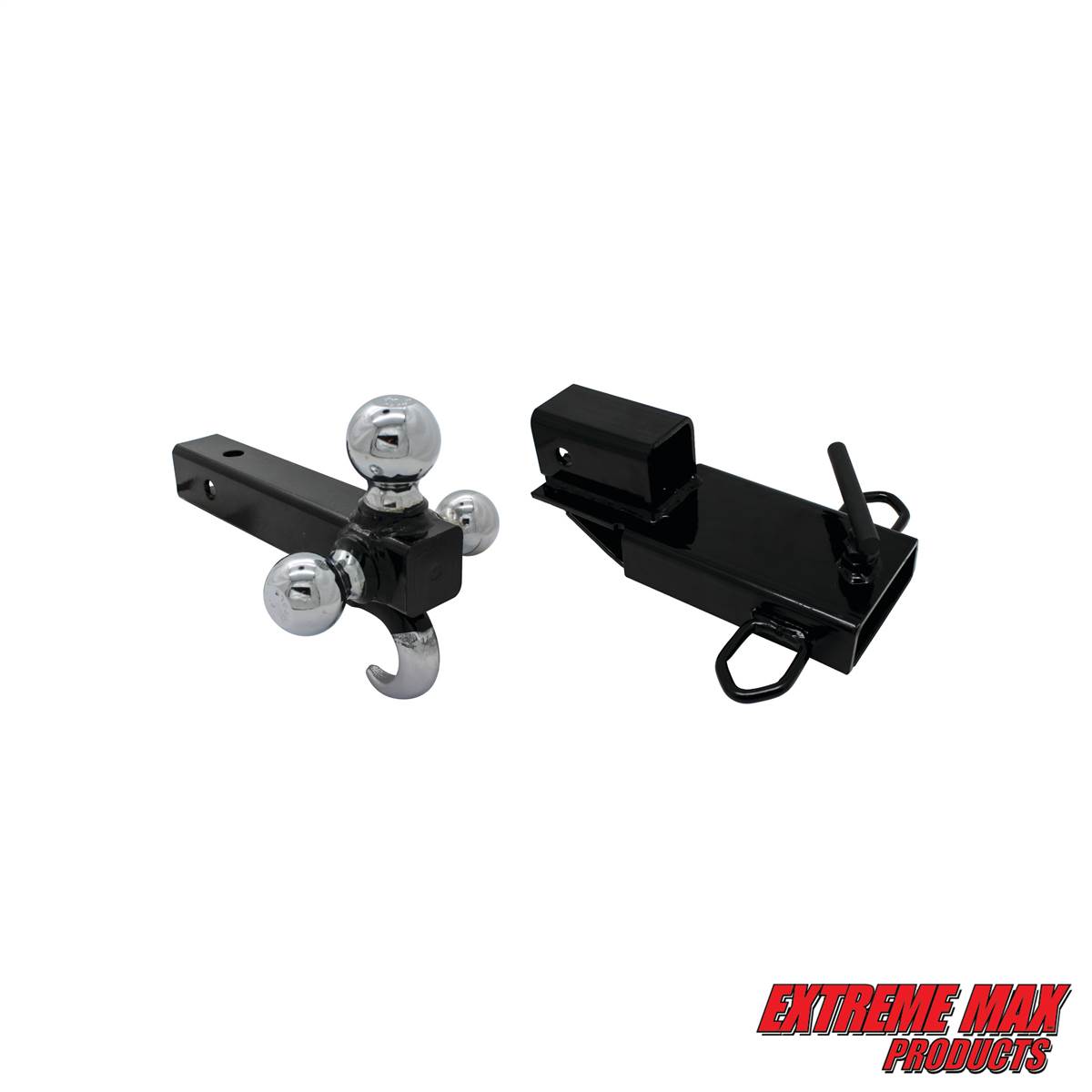 Extreme Max 5001.1389 Clamp-On Forklift Hitch 2 Receiver with Tri-Ball  Hitch and Tow Hook