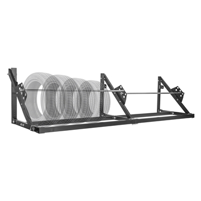 Extreme Max 5001.6467 Wall-Mount Aluminum Fold-Up Tire Rack for Race Trailer, Garage, Shop, Enclosed Trailer, Toy Hauler - 8', Black