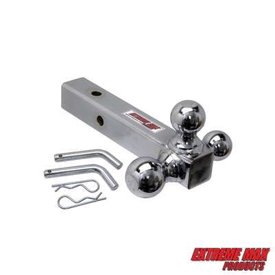 Extreme Max 5001.6532 Solid Shank Tri-Ball Hitch with 1-7/8", 2" & 2-5/16" Balls - Chrome