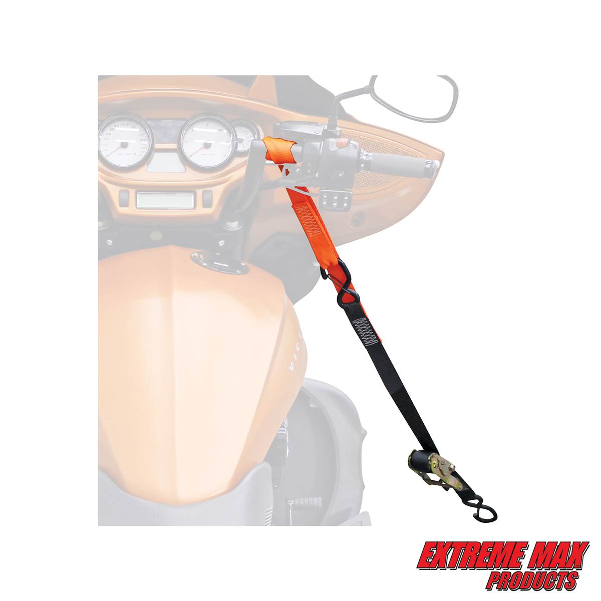 8’ x 1.5 Motorcycle Ratchet Tie Down Straps w/ Snap Hooks & Soft-loop, 2 Pack